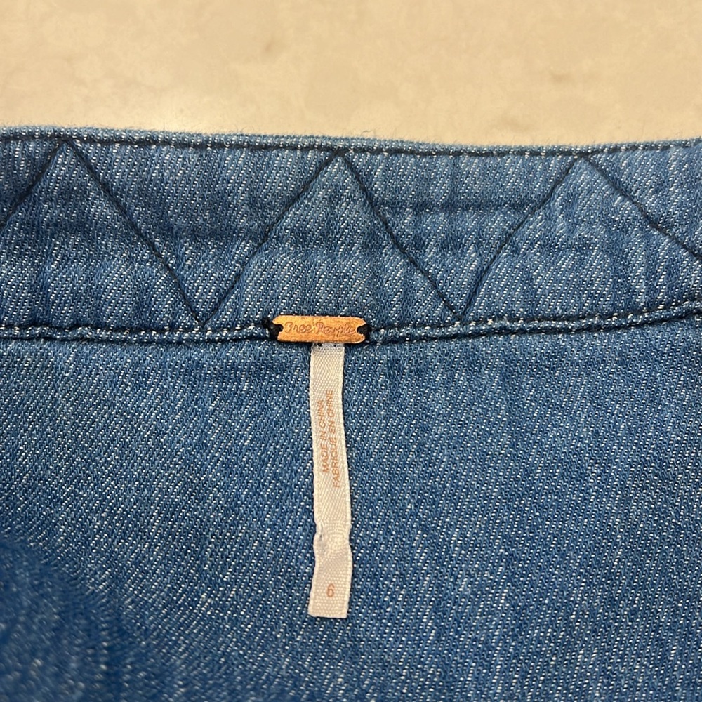 Free People Blue Striped High-Low Denim Wrap Skirt - Picture 6 of 10